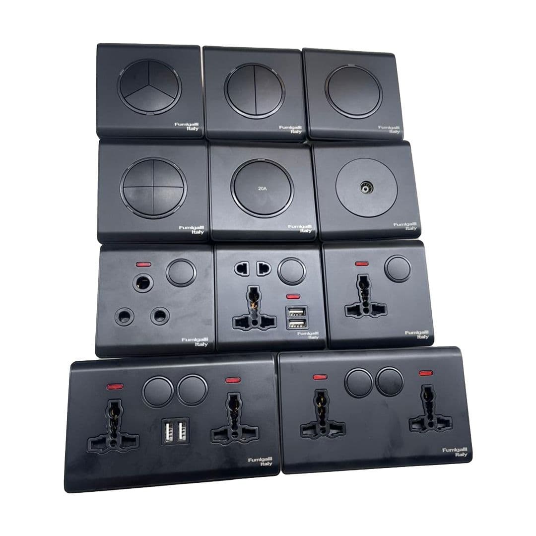 Black Soft Touch Switch & Socket with LED Indicator for Living Room and Bedroom - View 1