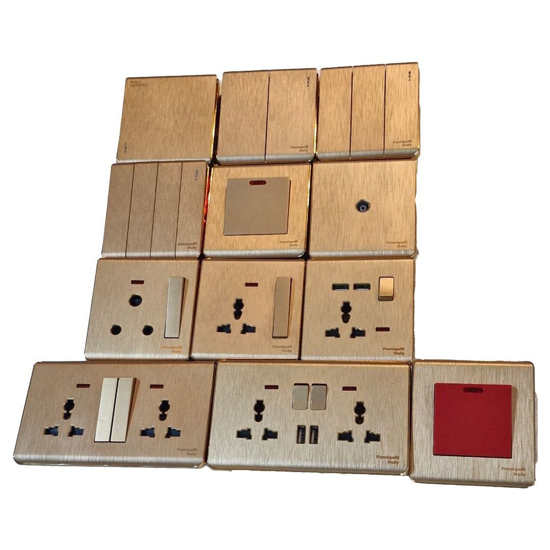 Gold Electrical Sockets and Switches Set High Quality Decorative Switch and Socket Combined for Kitchen Living Room Office - View 1
