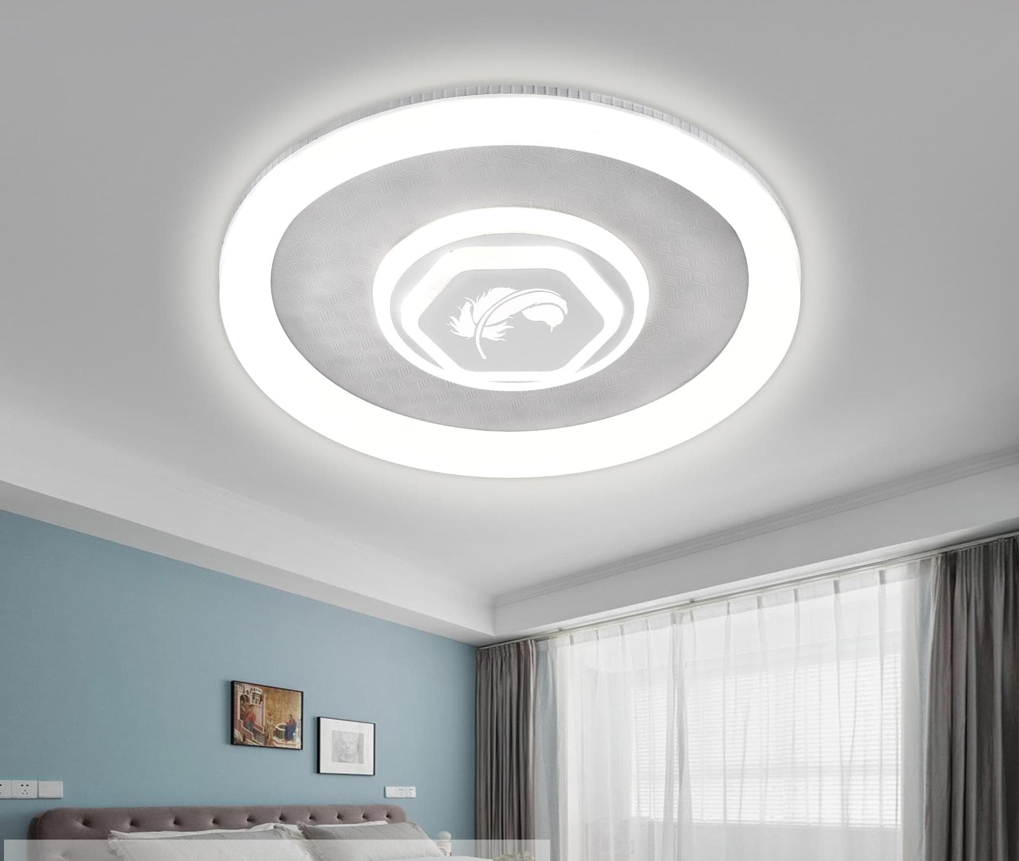 Luxury LED Ceiling Fittings – Stylish Feather-Inspired Ceiling Light for Bedroom &amp; Living Room.  - View 1
