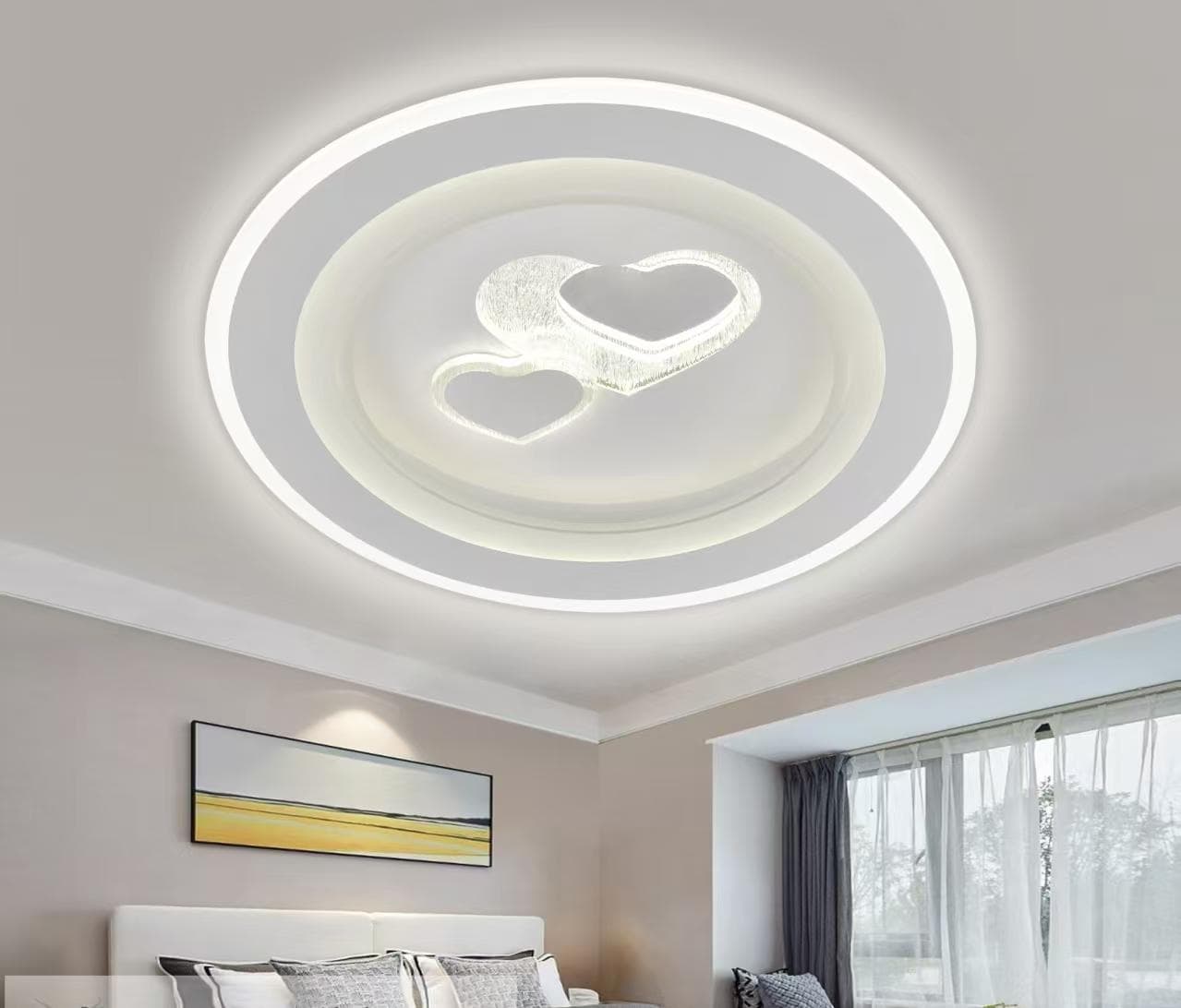 Modern LED Ceiling Light – Elegant Heart Reflection Design for Bedroom. - View 1