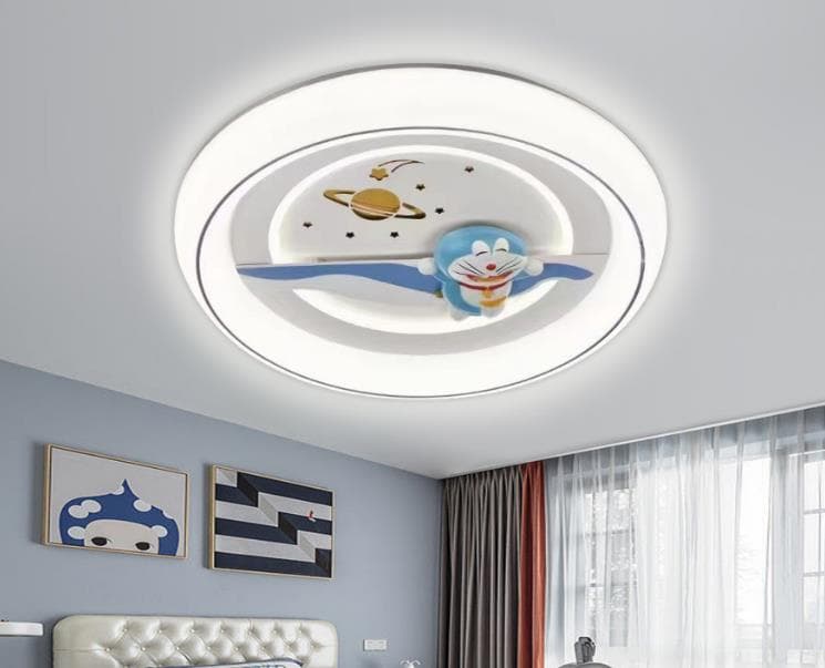 3D Blue Robot Cat LED Ceiling Light – Cute Kids Room Flush Mount. - View 1