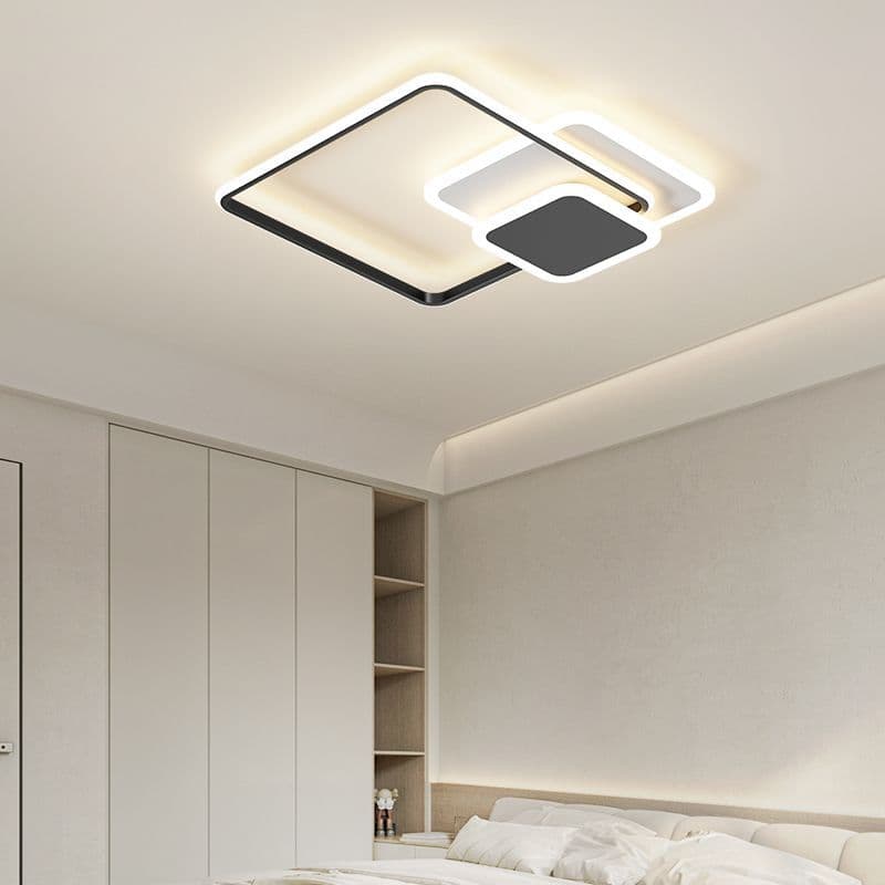 Modern Dual-Tone LED Ceiling Light Fitting – Black &amp; White Square Design for Living Room &amp; Bed Room. - View 1