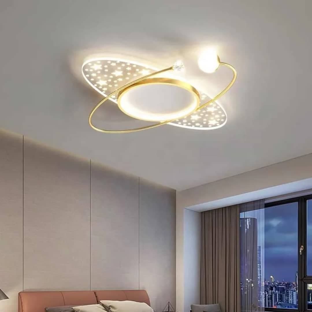 Luxury Gold LED Ceiling Light Fittings – Star-Inspired Flush Mount for Bedroom &amp; Lounge.  - View 1