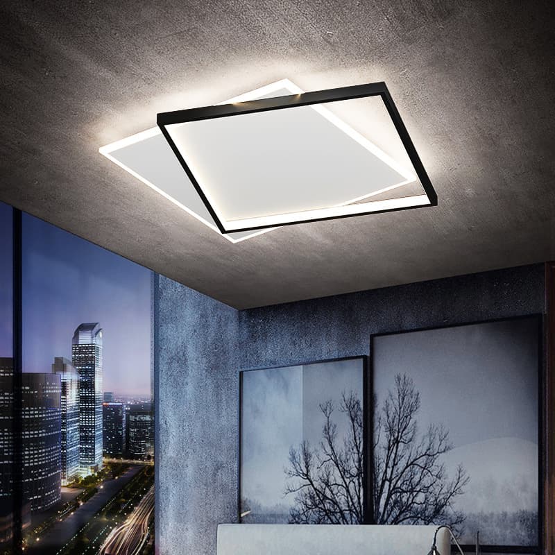Luxury Modern Ceiling Light Fittings – Black Square LED Ceiling Lamp for Living Room &amp; Bedroom. - View 1