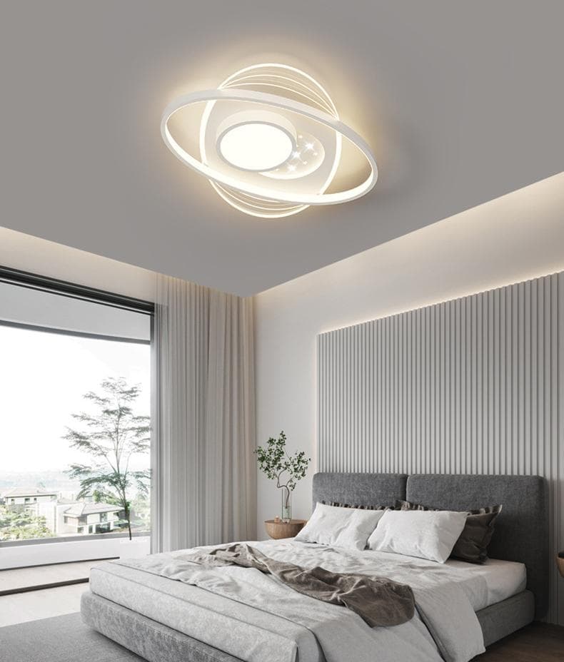 Designer Ring &amp; Cube LED Ceiling Fittings – Luxury Modern Lighting for Living Rooms.  - View 1