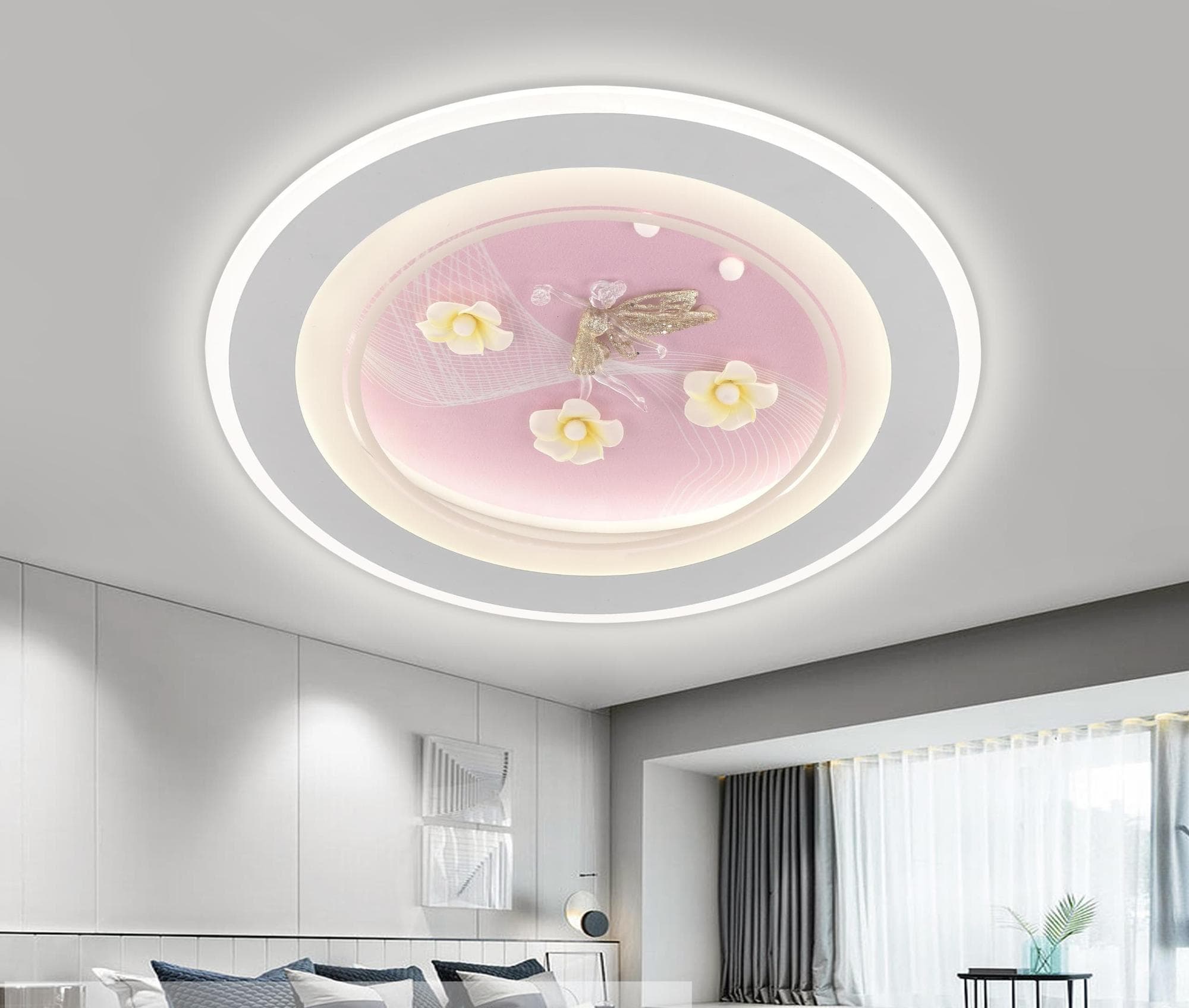 Luxury Acrylic LED Pink Floral Ceiling Light – Soft Glow for Bedroom or Hallway.  - View 1