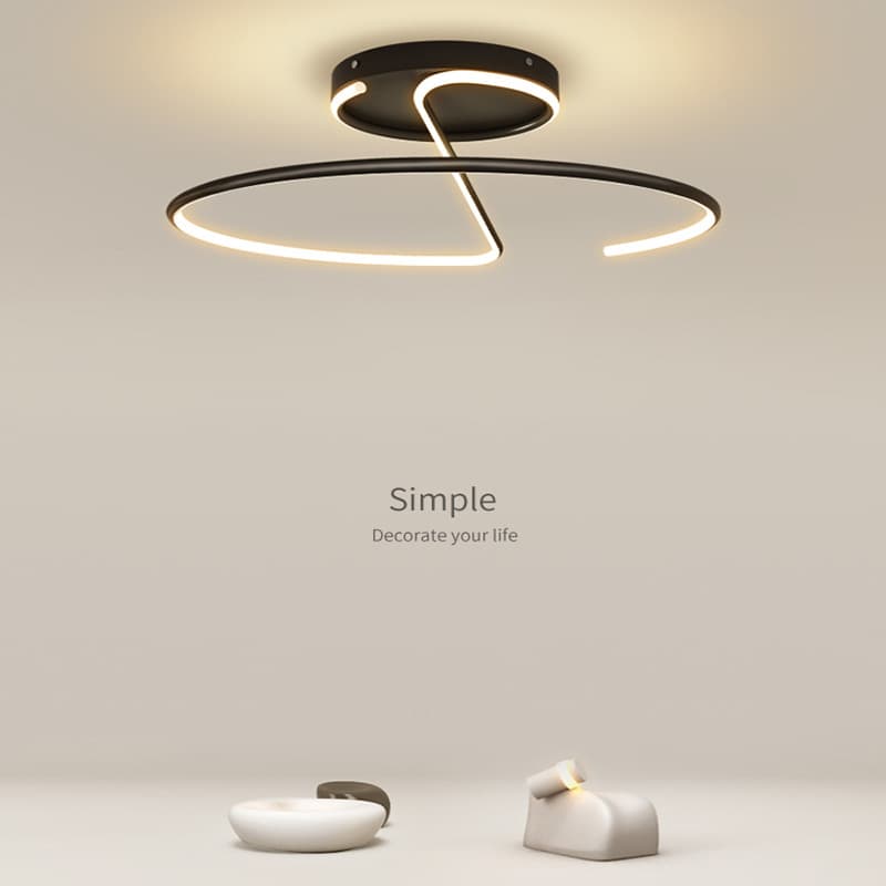 Stylish Black LED Ceiling Light Fitting – Open-Ring Design for Living Room, Bed Room &amp; Hallway.  - View 1