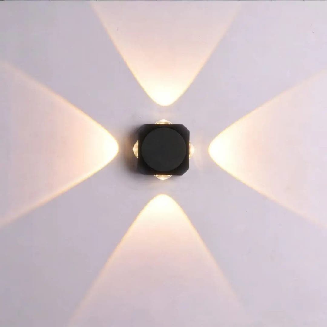 Modern 4-Way LED Wall Light – Luxury Black Wall Sconce for Indoor &amp; Outdoor. - View 1