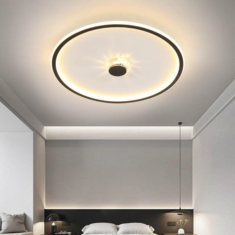Modern Round LED Ceiling Light with Crystal Detail – Nordic Design.  - View 1