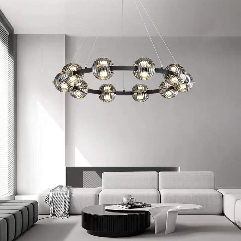 10 HEADS 800mm Nordic Led Chandelier - METAL & GLASS. - View 1
