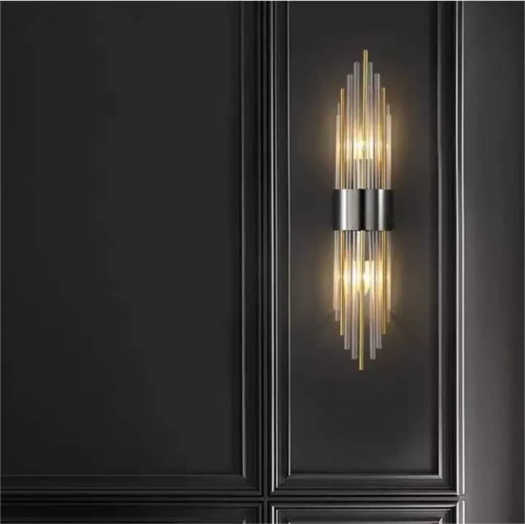 Modern Gold and Crystal Indoor Wall Light – Best Wall Light for Bedroom & Entryway - View 1