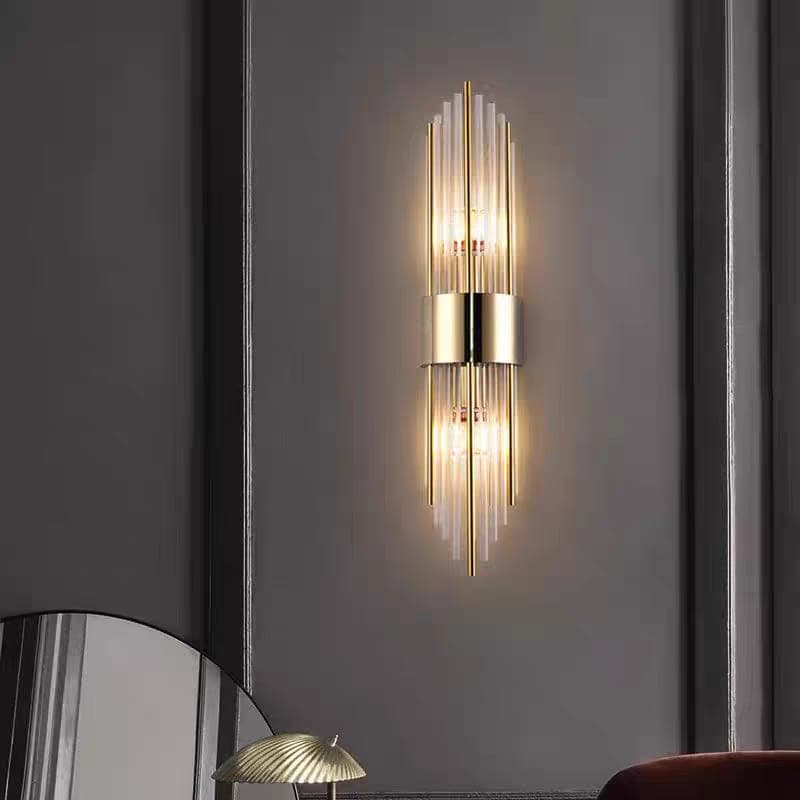 Decorative Crystal Indoor Wall Light – Modern Gold and Chrome Wall Lamp for Bedroom & Hallway. - View 1
