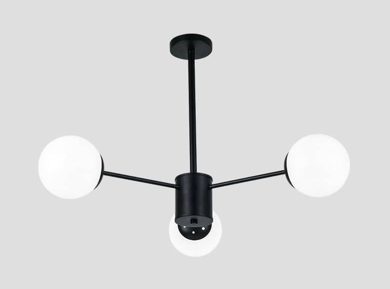 3-Head Black Nordic Chandelier – Modern Molecular LED Pendant Ceiling Light. - View 1