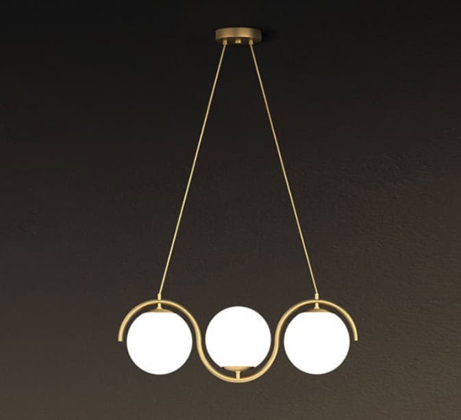 3-Head Nordic Chandelier Light – Modern Metal & Glass Pendant for Kitchen, Dining & Living Room. - View 1