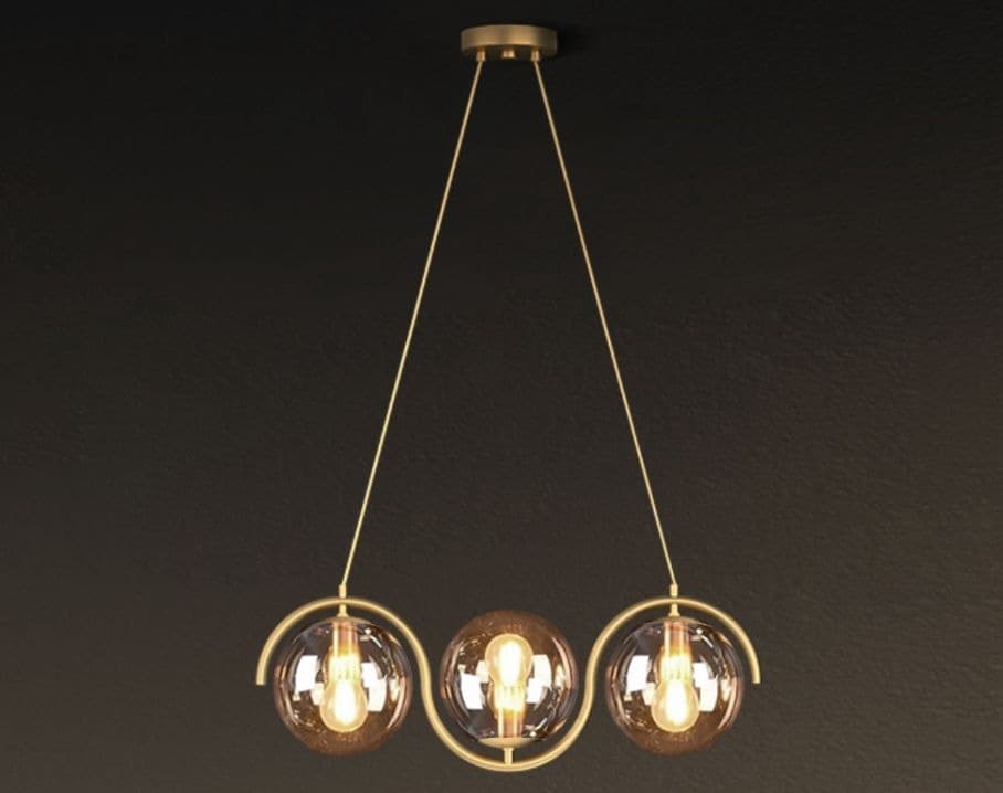 3-Head Nordic Chandelier Light – Modern Metal & Glass Pendant for Kitchen, Dining & Living Room. - View 1