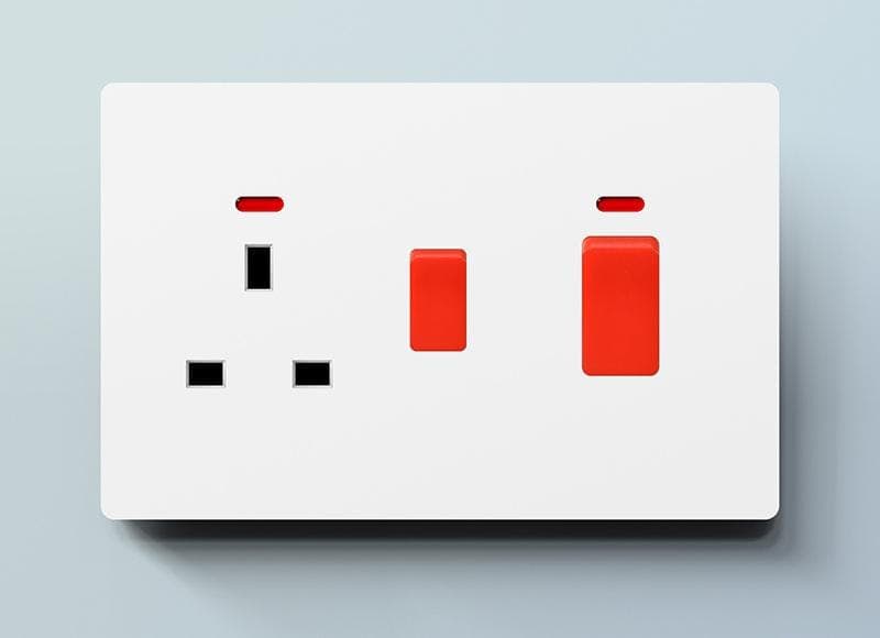 3 X 6 White Cooker Unit Electrical Switch & Socket with Red Indicator Light for Kitchen - View 1