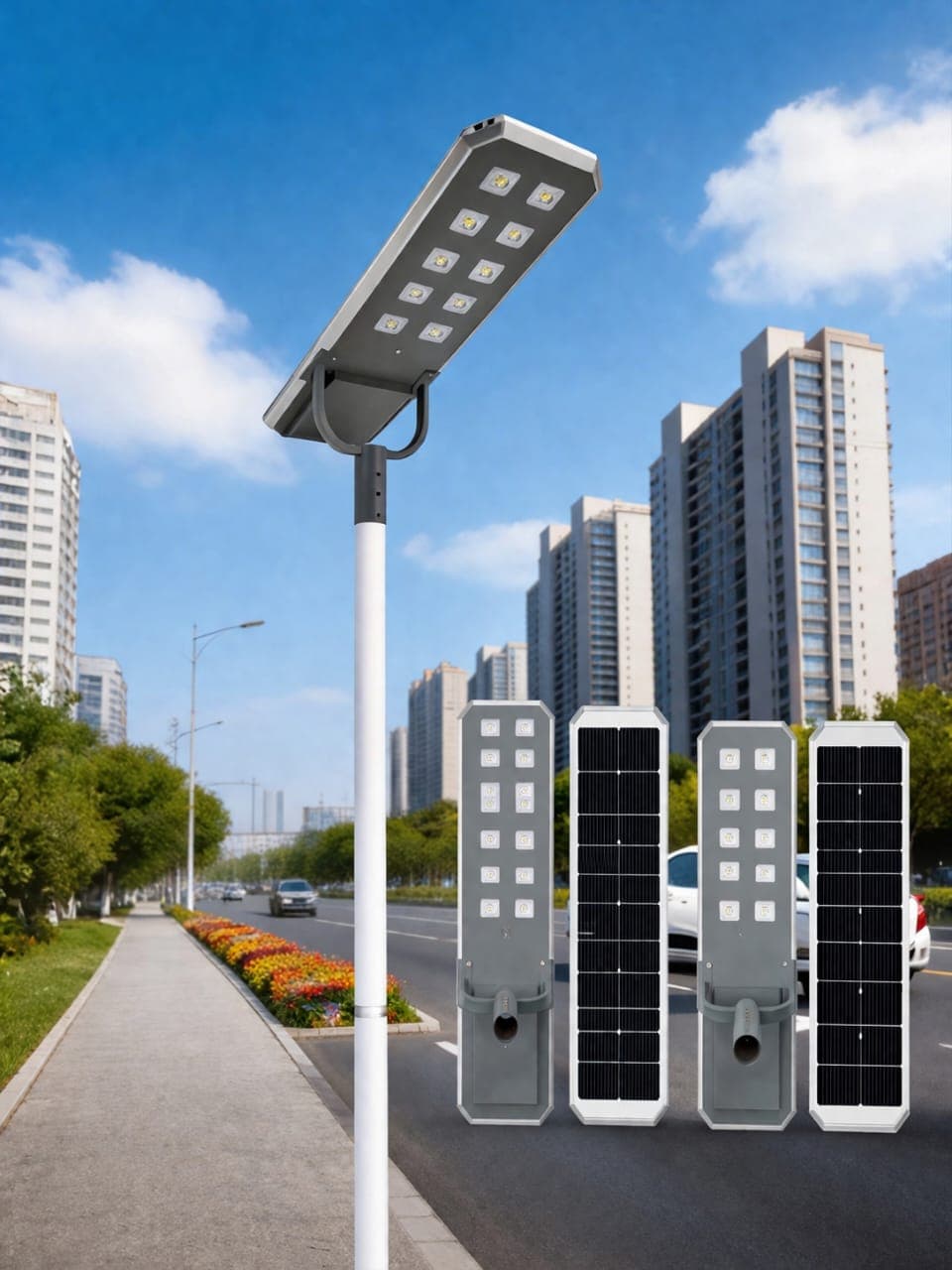 High-Power 400W–600W Solar Street Light All-in-One | Waterproof LED Outdoor Lighting with Pole. - View 1