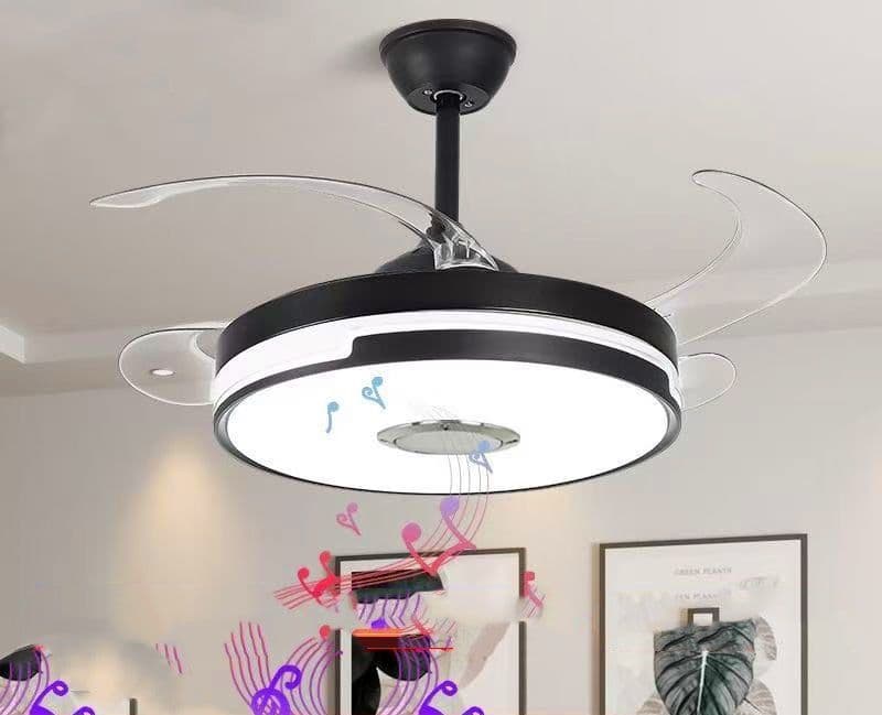 Luxury Black Ceiling Fan with Invisible Blades, LED Lighting & Bluetooth Speakers. - View 1