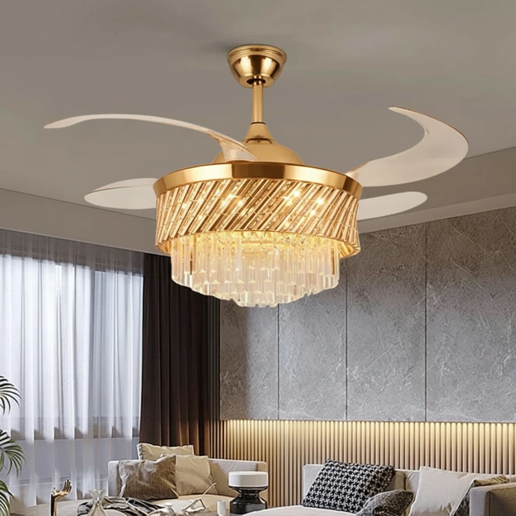 Modern 42-Inch Chandelier Fan with LED Light and Bluetooth Speakers. - View 1