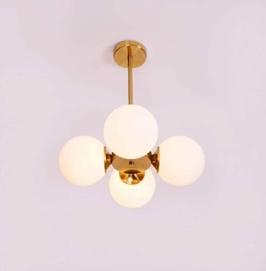 Elegant Nordic 4 Heads Chandelier – Gold Frame Ceiling Lamp for Living & Dining Room. - View 1