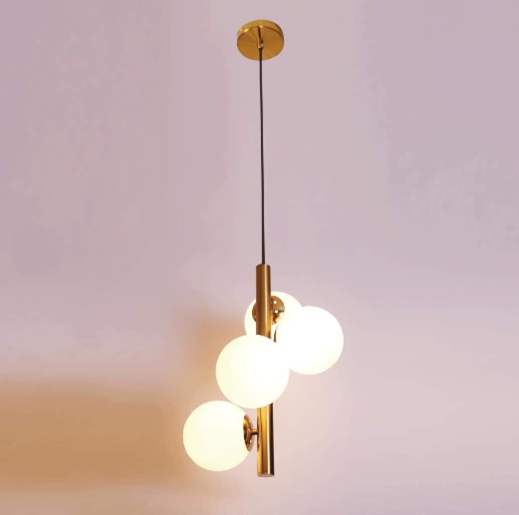 4 Heads Drop Light– Modern Metal & Glass Pendant Light for Living Room. - View 1