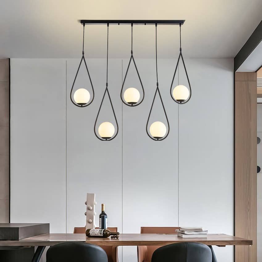 5-Light Nordic Black Teardrop Pendant Light – Modern Linear Chandelier. - View 1