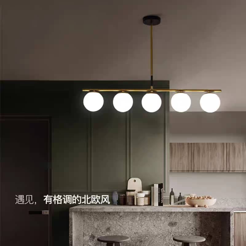 Gold Nordic Chandelier Light – 4 Globe Glass Pendant for Modern Home Interiors. - View 1