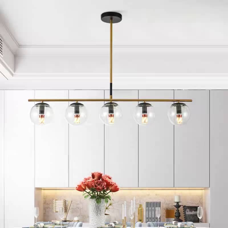 5 Heads Nordic Metal & Glass Chandelier Light for Dining Room & Office. - View 1