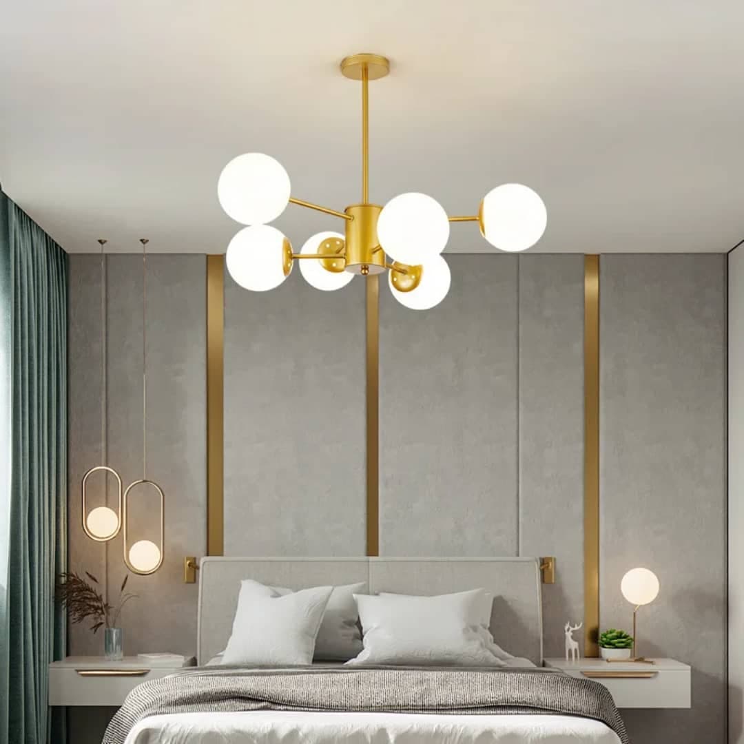 Modern Nordic Ceiling Chandelier – 6-Head Gold Fixture for Dining & Sitting Room. - View 1