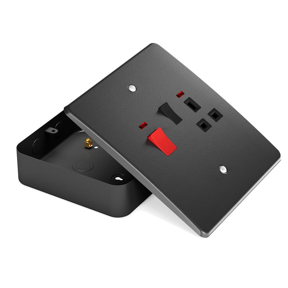 6 X 6 Black Cooker Unit Socket & 45A Switch with Red Indicator Light for Kitchen - View 1