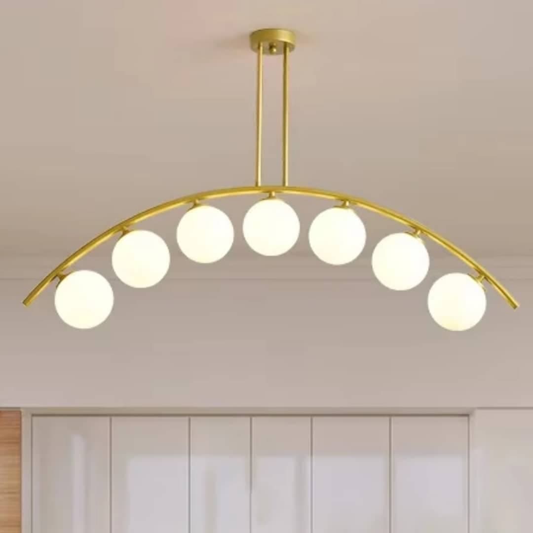 Modern Gold Nordic Chandelier – 7 Globe Ceiling Light for Bedroom, Dining, and Living Room. - View 1
