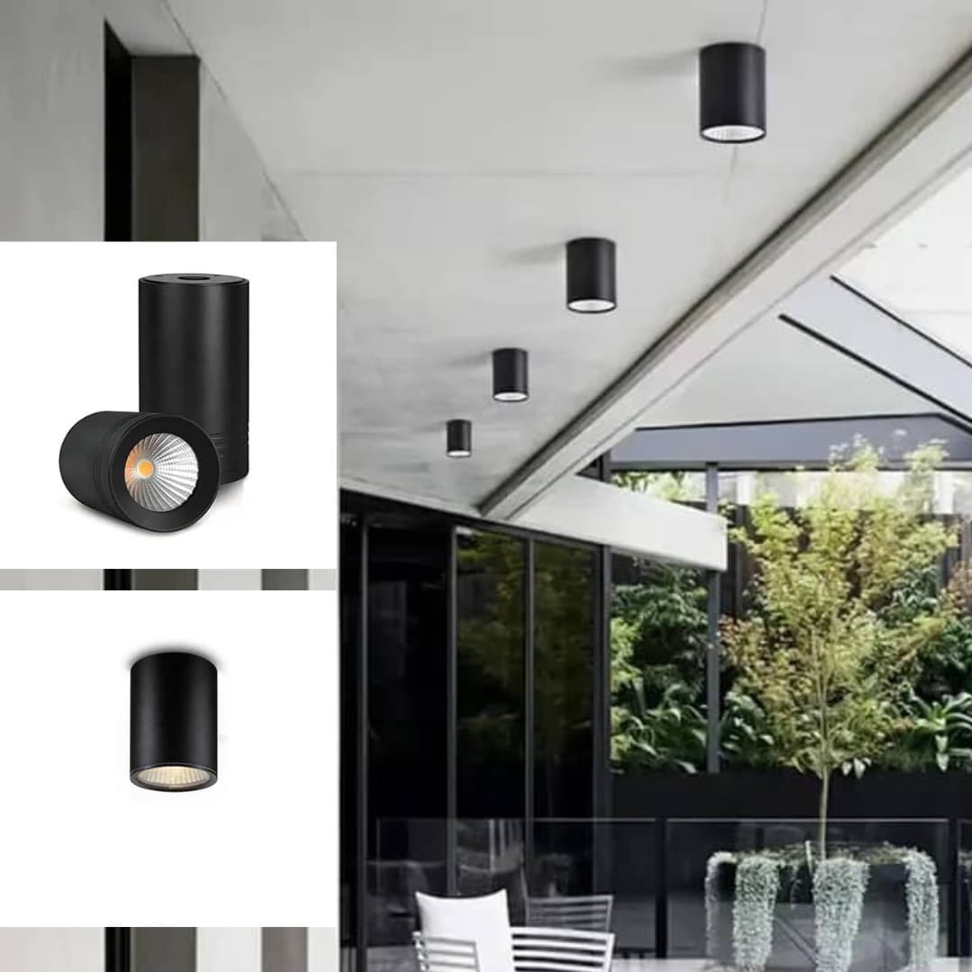 Black & White 10W Cantilever Ceiling Light– Sleek Modern Cylinder Fixture. - View 1