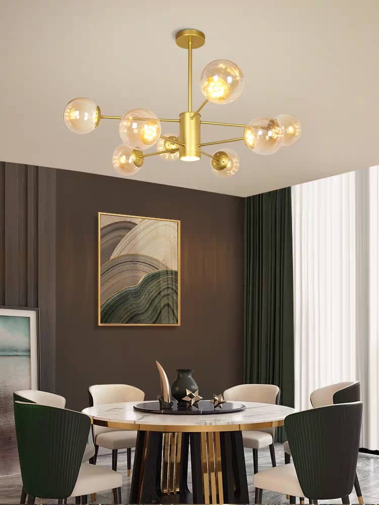 8-Head Nordic Chandelier Light – Modern Gold Ceiling Lamp for Living & Dining. - View 1