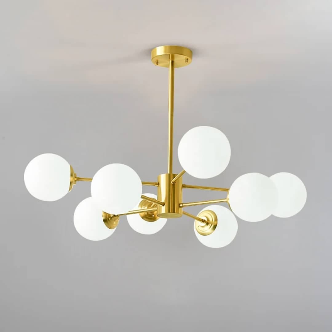 Modern Nordic Chandelier Light – 8 Head Gold Metal LED Ceiling Lamp for Living Room & Dining Room. - View 1