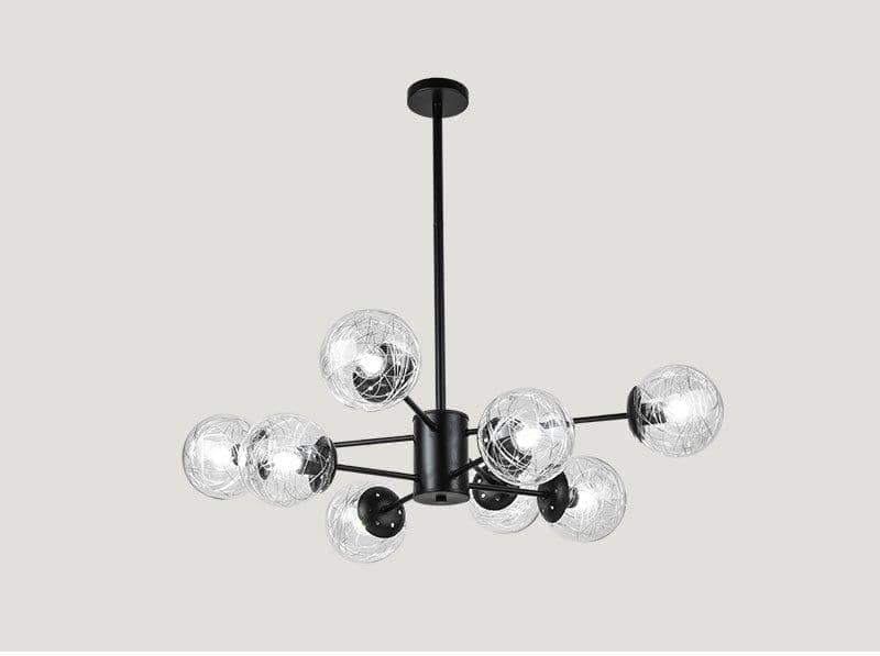 8 Heads Nordic Chandelier – Modern Metal & Glass Ceiling Light for Dining and Living Room. - View 1