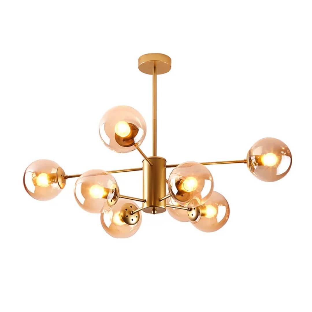 Gold Nordic 8 Head LED Chandelier – Stylish Modern Ceiling Fixture for Dining & Living Rooms. - View 1