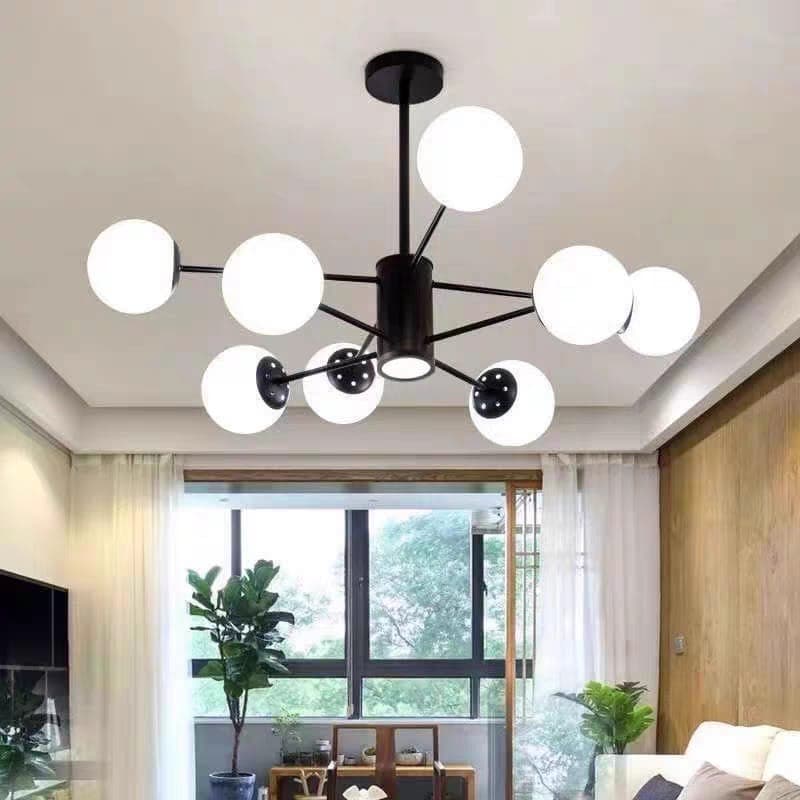 Luxury Nordic Glass Chandelier- 8 Head LED Ceiling Light for Dining and Sitting Room. - View 1
