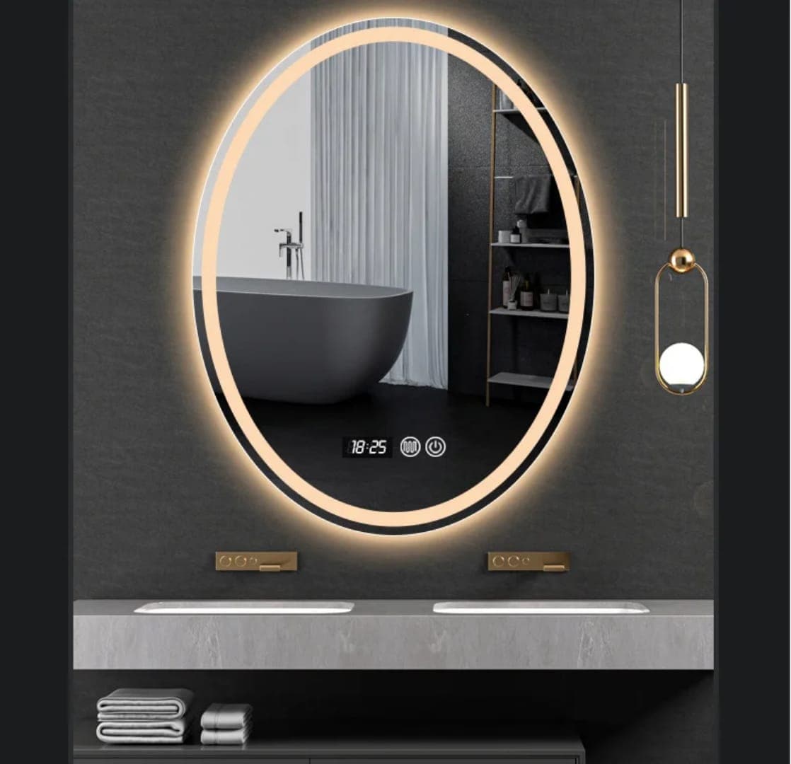 Oval Shaped Wall-Mounted Frameless LED Bathroom Mirror. - View 1