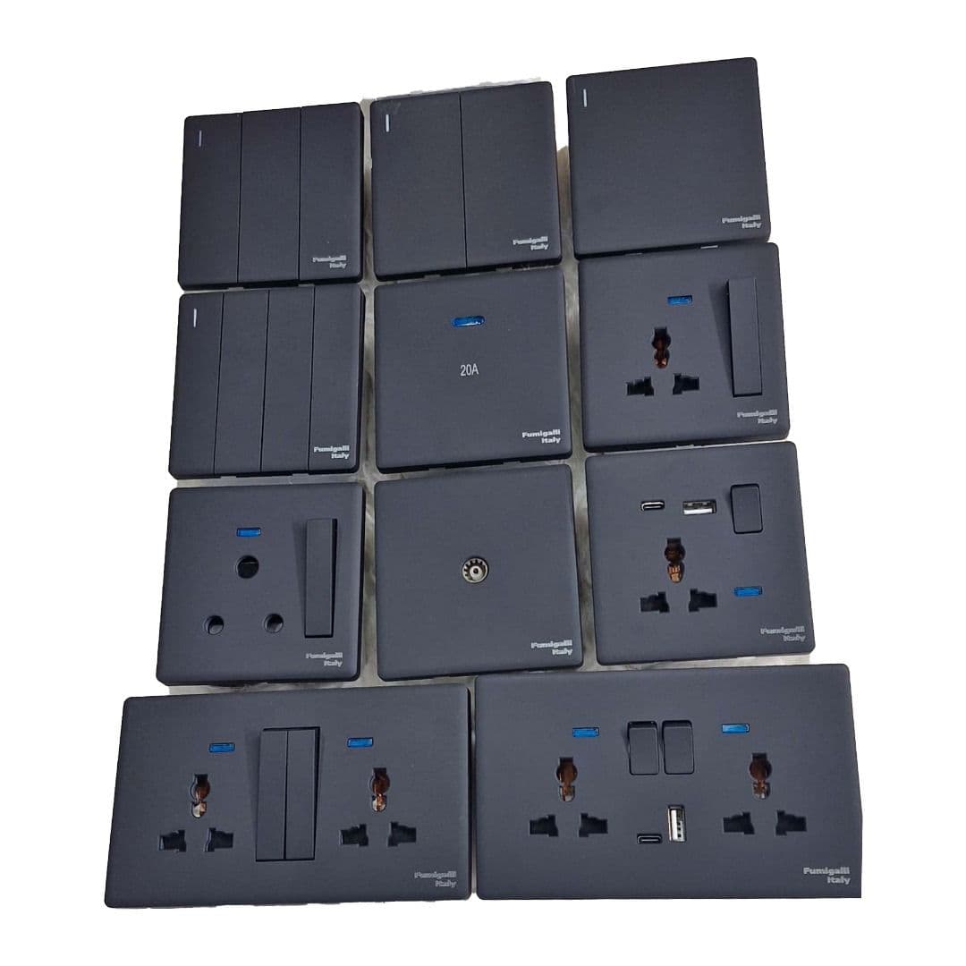 Matte Black Electrical Sockets and Switches, Decorative European Switches and Sockets for Offices, hotels and Kitchen - View 1