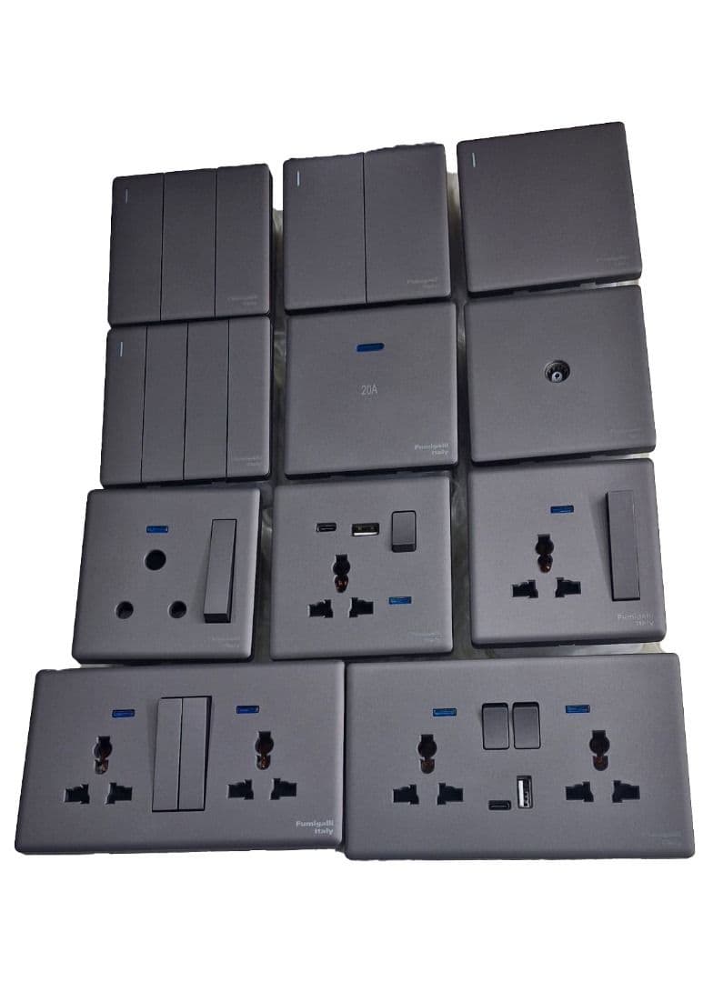 Matte Dark Grey Electrical Sockets and Switches, Modern Decorative European Switches and Sockets for Home, offices, hotels and event centers - View 1