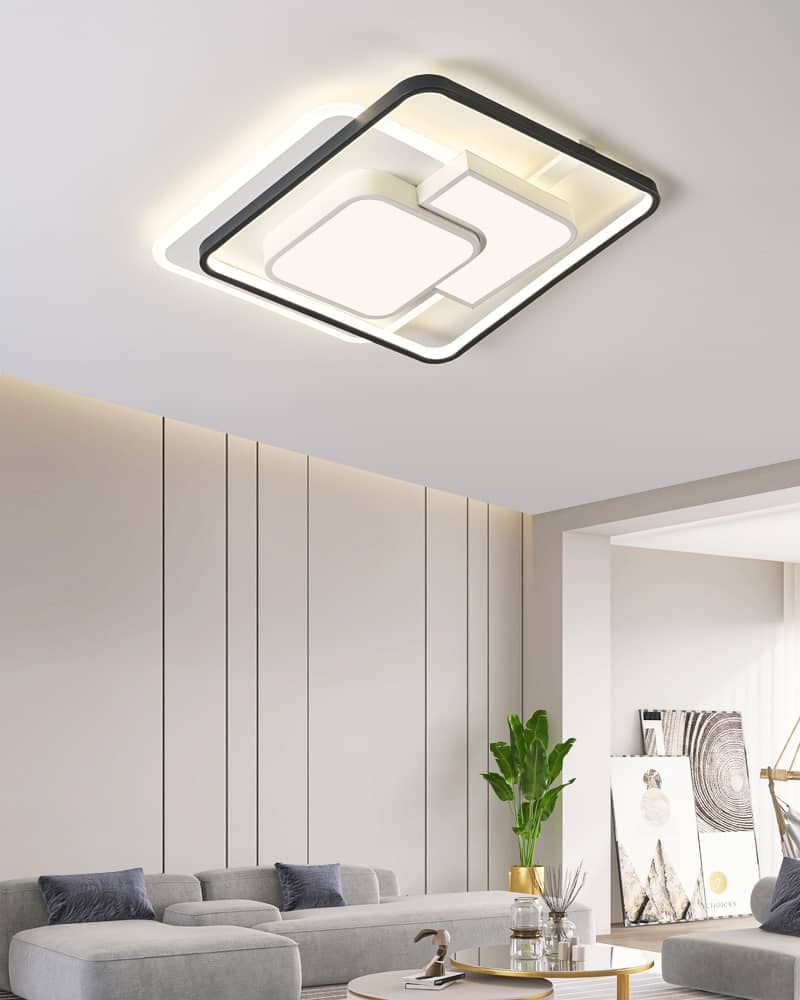 Modern Square LED Ceiling Light – Layered Flush Mount for Bedroom, Living Room, Hallway & Kitchen. - View 1