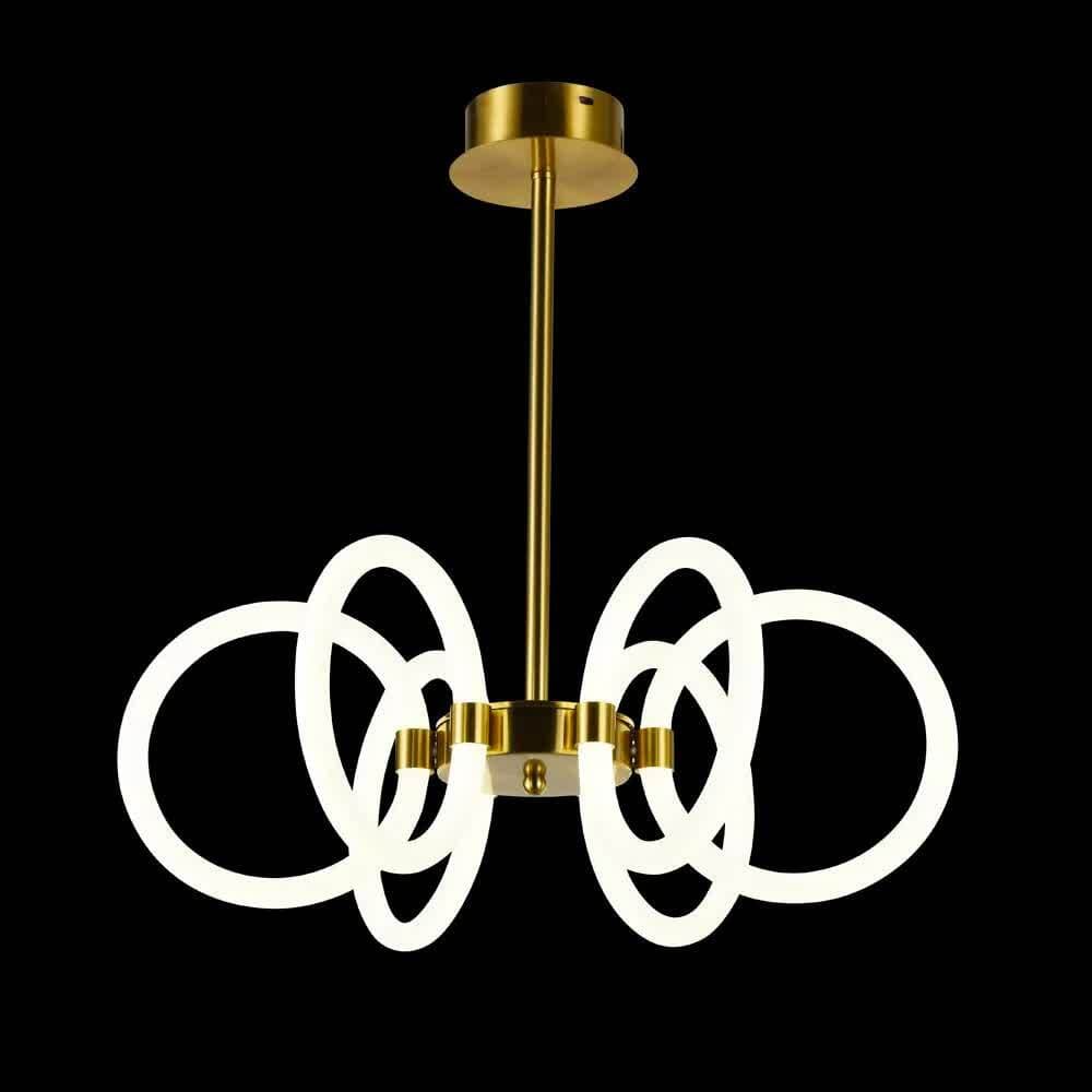 Modern Gold & White Artistic 6-Ring Chandelier for Living Room & Bedroom. - View 1