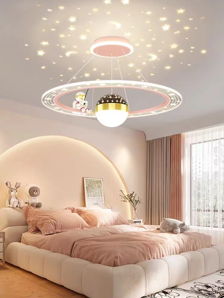 Nordic LED Star Projector Chandelier – Astronaut Ceiling Light for Kids Bedroom. - View 1