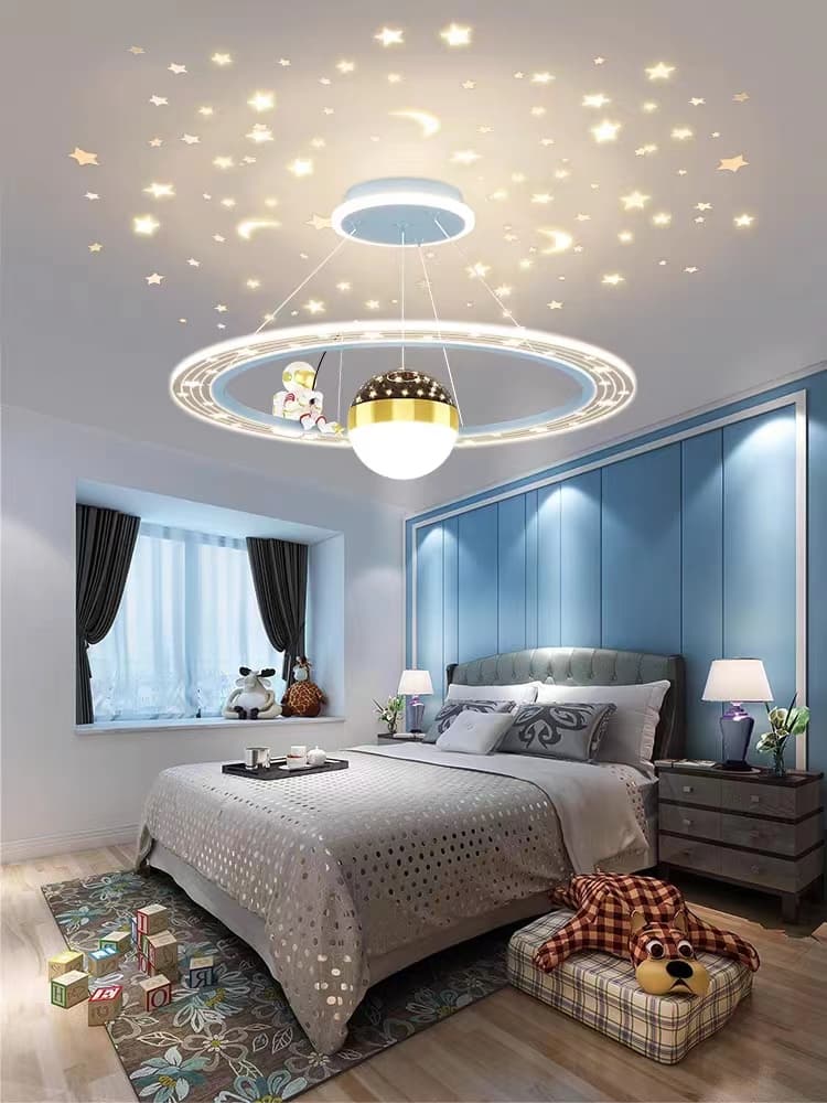 Galaxy Star Projector Chandelier for Kids – Nordic LED Ceiling Light. - View 1