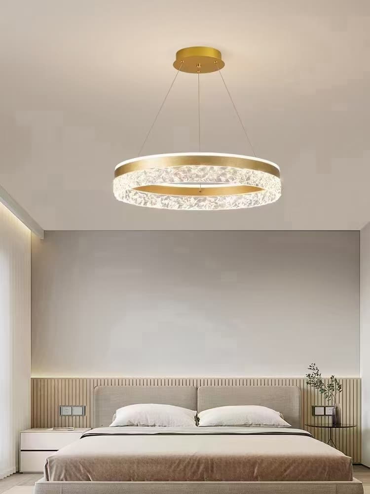 Gold Nordic LED Ring Chandelier – Luxury Circular Light for Modern Bedrooms. - View 1