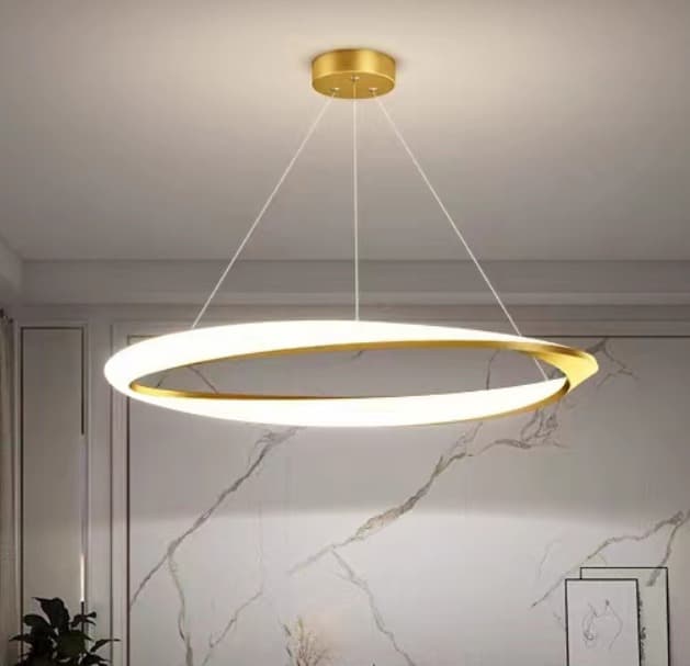 Nordic Single Ring LED Chandelier – Modern Gold Circular Ceiling Light. - View 1