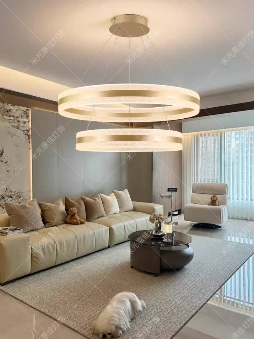 Luxury Dual-Ring Nordic LED Chandelier – Modern Gold Ceiling Light for Living & Dining Rooms. - View 1