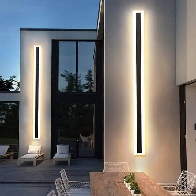 150CM Modern Matte Black Long Outdoor Wall Light Waterproof Geometric Design for Home, Garage, Front Door & Pathways - View 1