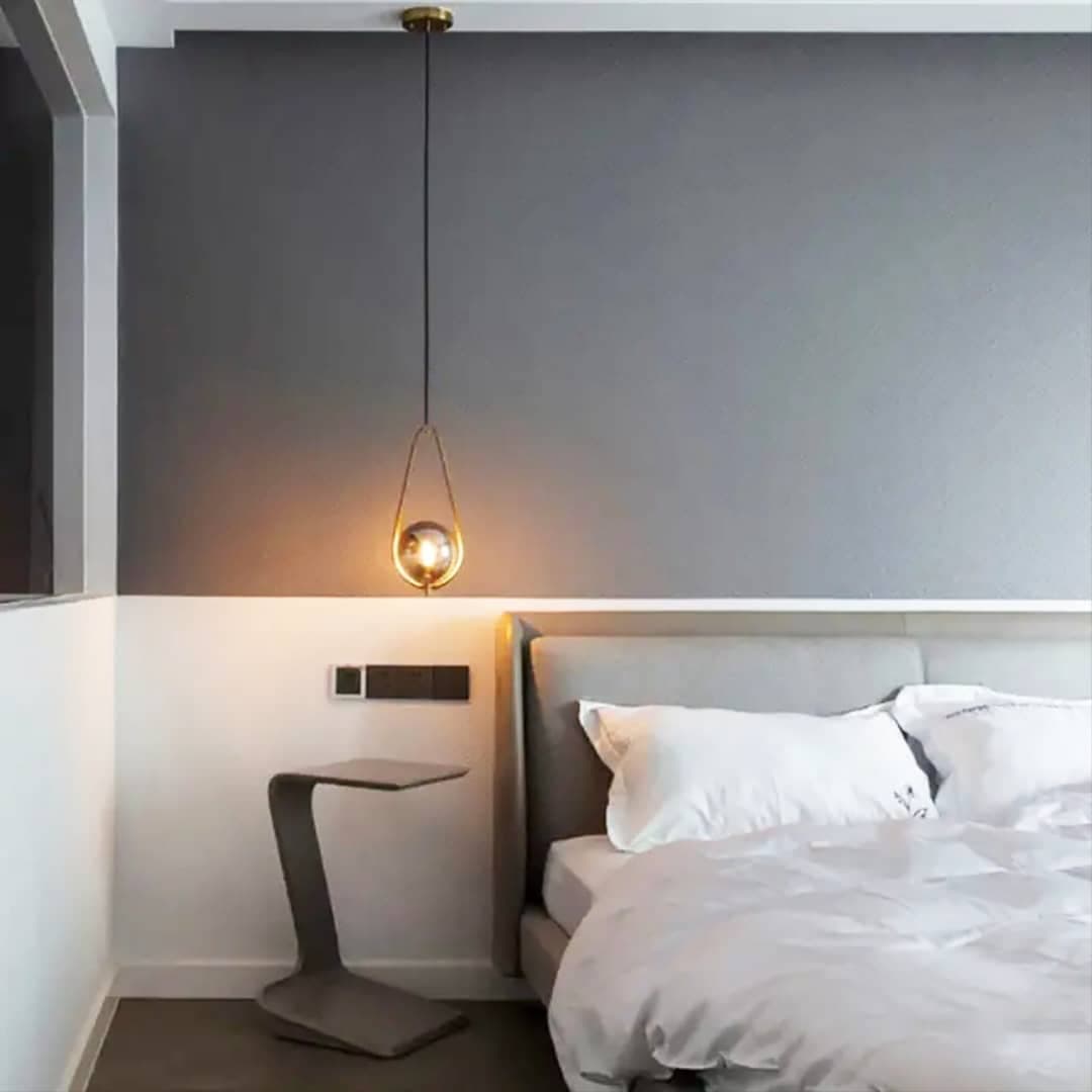 Elegant Teardrop Decorative Drop Light– Modern Hanging Pendant with Round Bulb for Bedroom & Living Spaces. - View 1