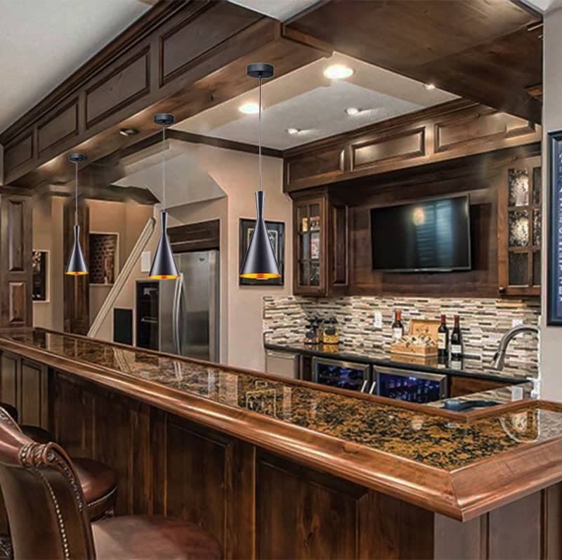 Matte Black Decorative Drop Ceiling Light– Golden Interior Pendant for Modern Homes - View 1